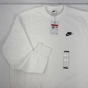 Nike Sportswear Club Fleece Crewneck Sweatshirt White Mens Large BV2662-100 NEW